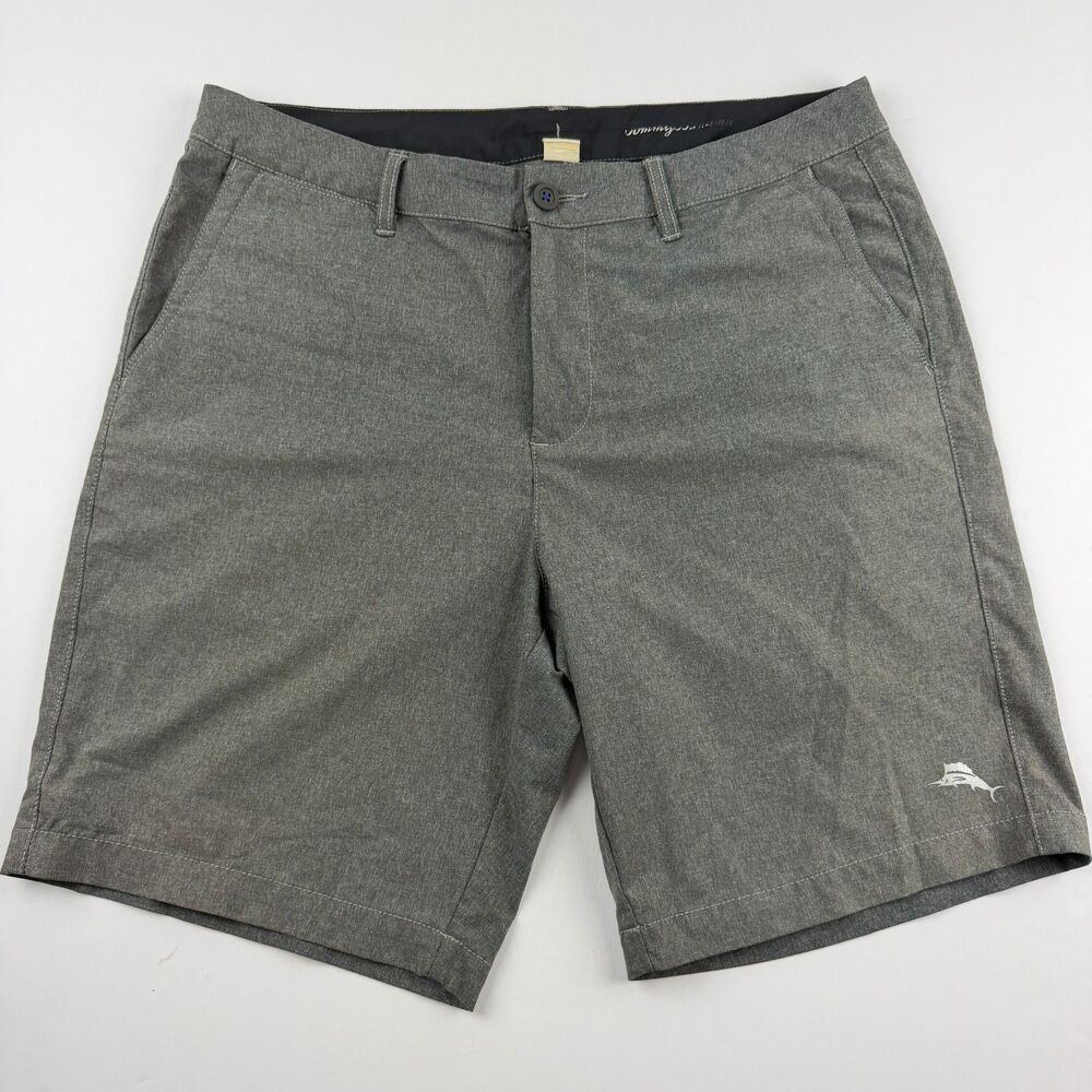 Tommy Bahama Gray Stretch Shorts Flat Front Size 34